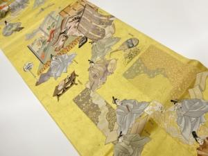 本金箔屋敷に時代人物模様織出し袋帯